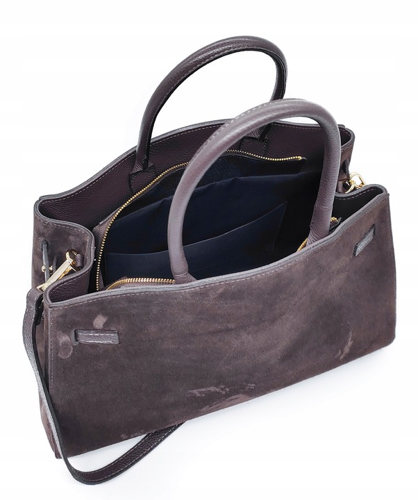 Torebka skóra zamszowa czekoladowa VeraPelle