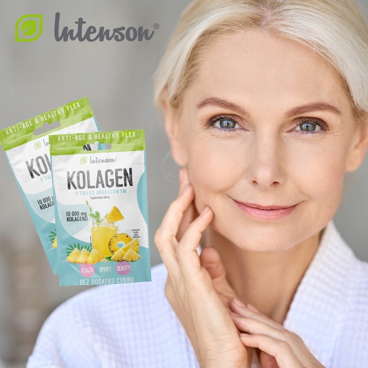 10x INTENSON KOLAGEN + KWAS HIALURONOWY + WITAMINA C do picia ananasowy