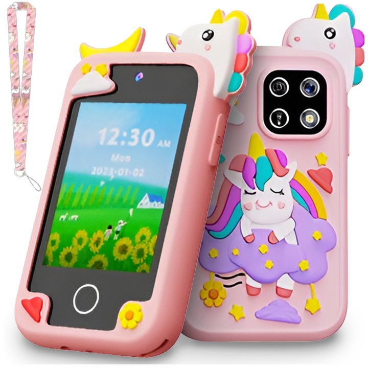 TELEFON DLA DZIECI SMARTFON ZABAWKOWY KAMERA LATARKA GRY POLSKIE MENU SMYCZ