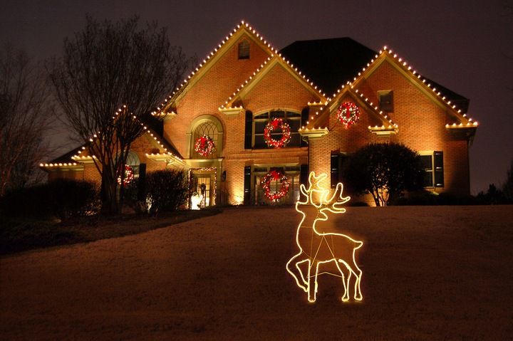 Lampki Zewnętrzne Dekoracja Ozdoba Świąteczne Renifer LED Neon Biały IP44