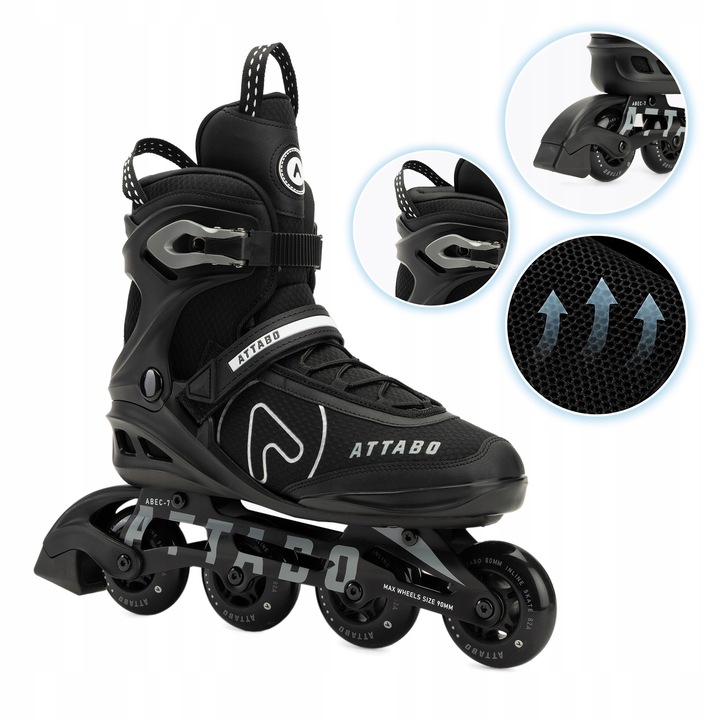 Rolki męskie ATTABO Bricker 45 Fitness czarne ABEC-7 ALUMINIOWA SZYNA