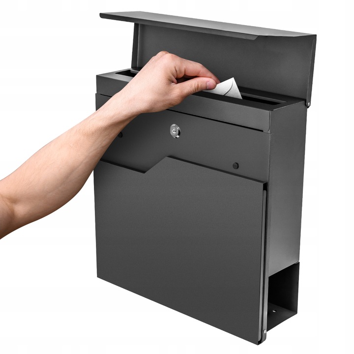 Skrzynka na Listy Gazety Pocztę Pocztowa Antracyt Duża Listowa A4 do Domu