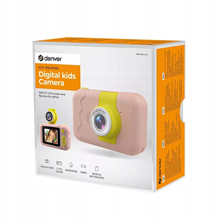Aparat cyfrowy dla dzieci Denver KCA-1350 z selfie różowy