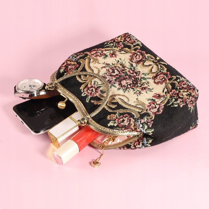 Kwiatowa torebka z górnym uchwytem, torebka wieczorowa Kiss Lock dla
