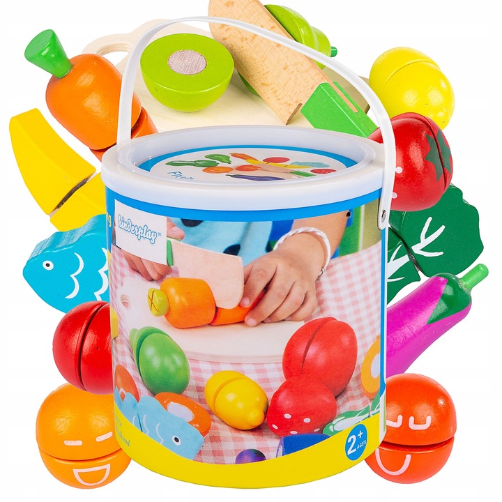 DREWNIANE OWOCE I WARZYWA DO KROJENIA NA RZEPY NÓŻ DESKA KINDERPLAY