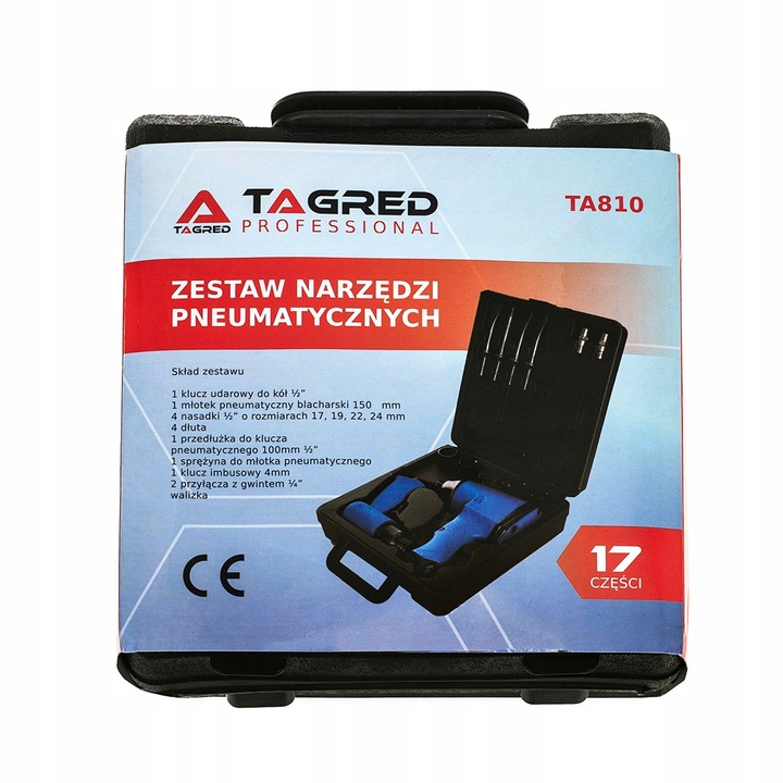 PNEUMATYCZNY KLUCZ UDAROWY + MŁOTEK ZESTAW 17-EL