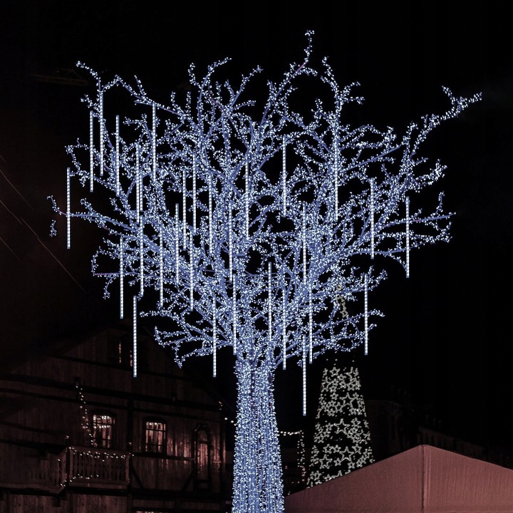 METEORY 10 SPOLI 50 CM 360 LED LAMPKI PADAJĄCY ŚNIEG SOPLE GIRLANDA 8 m