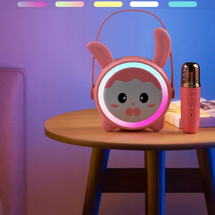 Bezprzewodowy Zestaw Karaoke Głośnik Bluetooth + 2 Mikrofony dla Dzieci RGB
