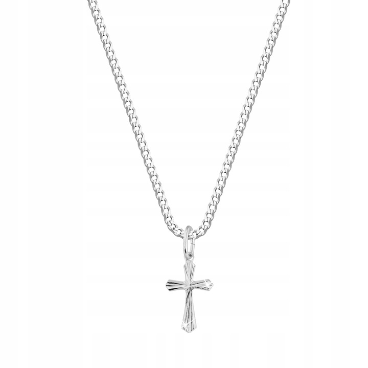 SREBRNY ŁAŃCUSZEK NASZYJNIK KRZYŻ KOMUNIA CHRZEST DLA CHŁOPCA SREBRO 925