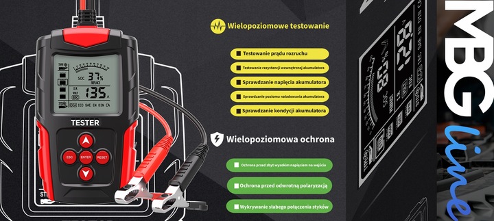 Cyfrowy Tester Akumulatora Miernik do Baterii Akumulatorów 12V 24V LCD