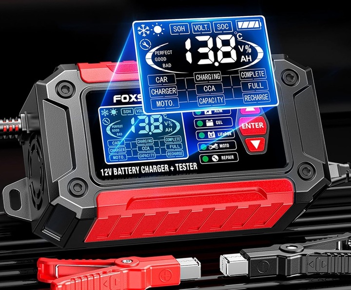 Prostownik Samochodowy do Akumulatorów 12V 6A AMG Tester Akumulatorów 2w1