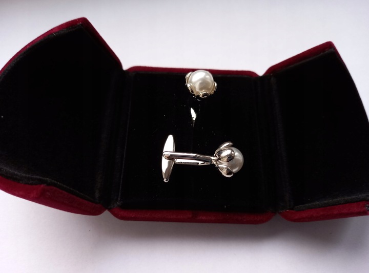 Srebrne spinki do mankietów Exciting z Perłą