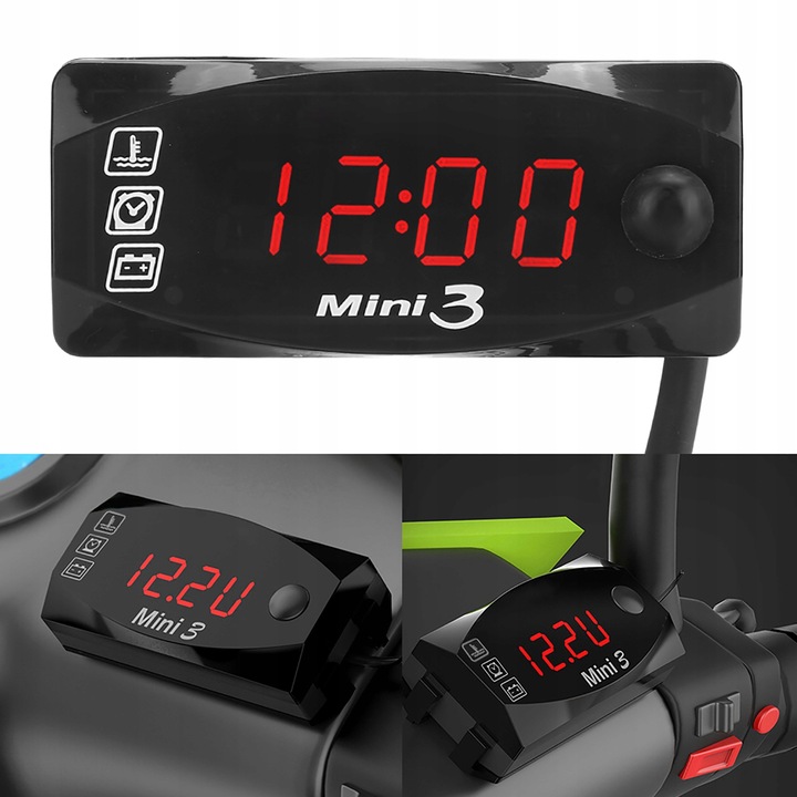 CYFROWY TERMOMETR SAMOCHODOWY ZEGAR DC 12V