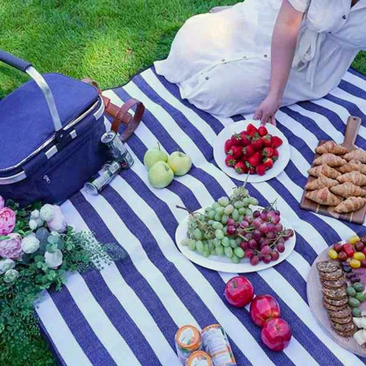 Mata koc plażowy piknikowy izolacja 200x200 duży wodoodporny składany pasy