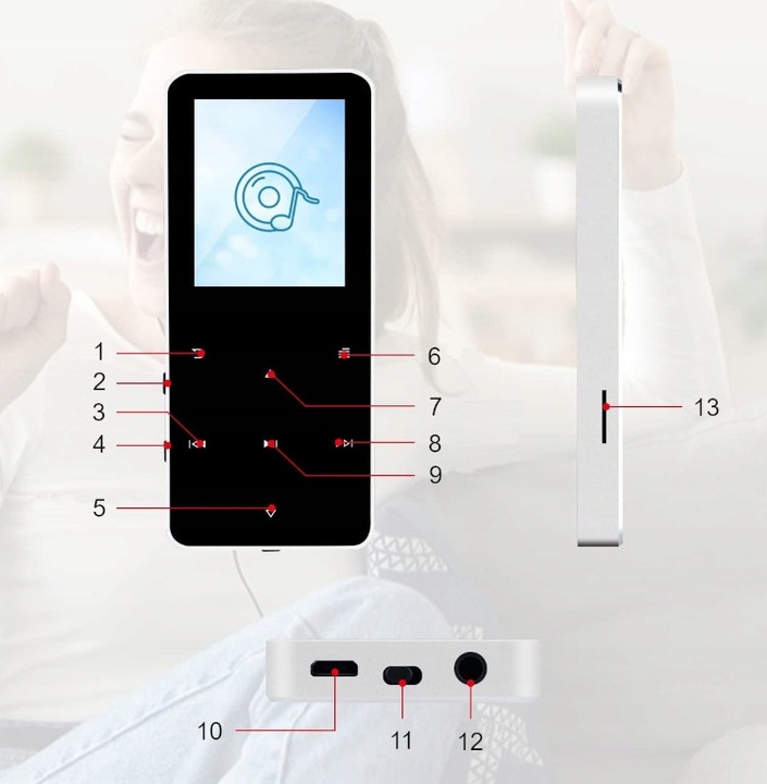 ODTWARZACZ MP4 MP3 16GB BLUETOOTH 5.0 HiFi RADIO