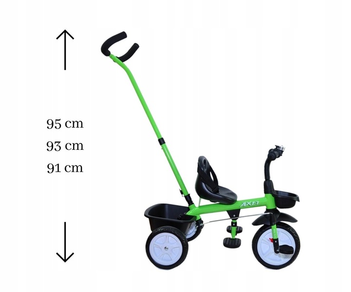 Rowerek Trójkołowy Milly Mally jeździk 2w1 dziecięcy koszyk Axel Zielony