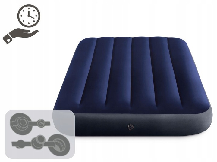 Materac Dmuchany Welurowy Jednoosobowy Łóżko 191x99x25 Intex 64757