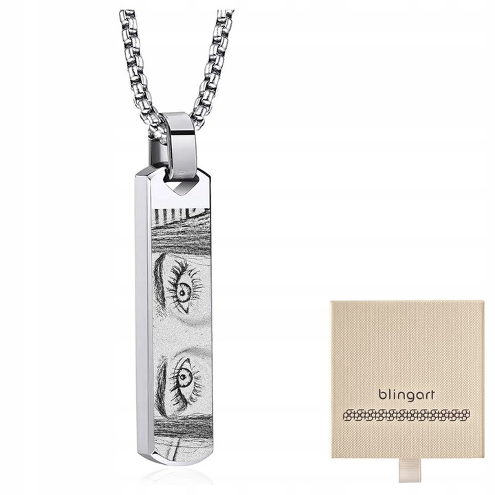 Naszyjnik z grawerem Twoich oczu PREZENT DLA MĘŻCZYZNY stal 316L BLINGART