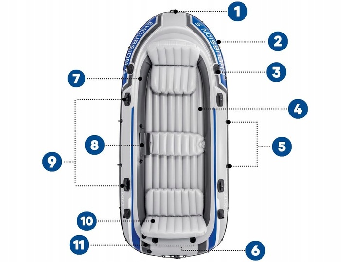 Duży Ponton Turystyczny Intex Excursion 5 POMPKA WIOSŁA 68325 MODEL 2025