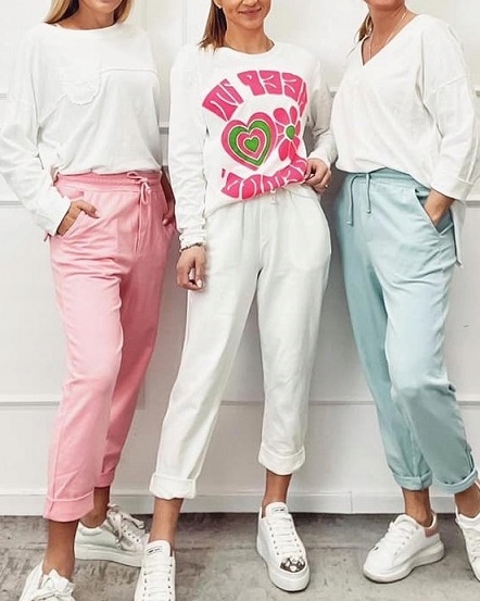 Spodnie Włoskie Wiya Bawełniane z Patką Uni Glicine