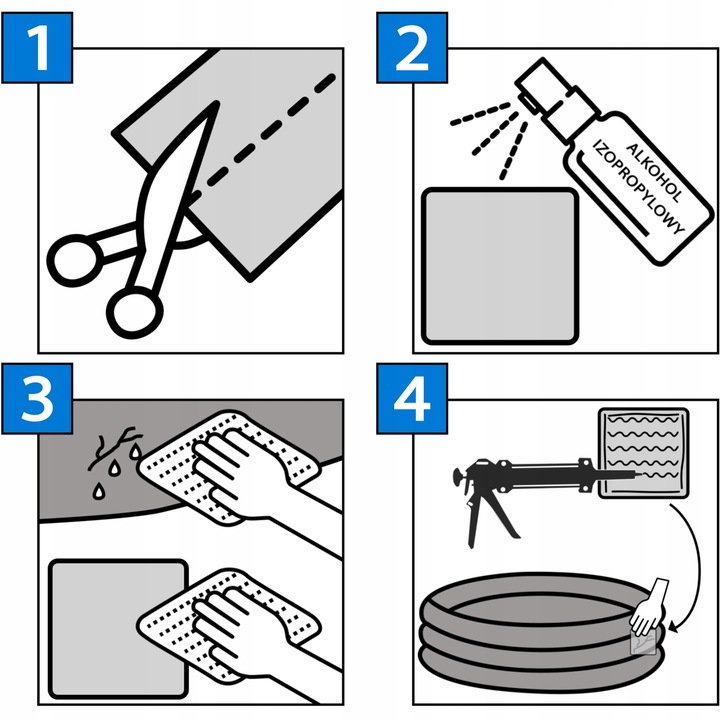 Łatka PVC do materacy Łata basenowa 27x50cm Mocny klej Odłuszczacz 100ml