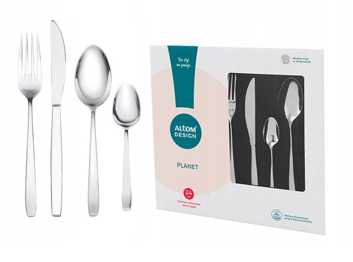 Sztućce Komplet na 6 osób Altom Design Planet srebrny połysk 24 elementy