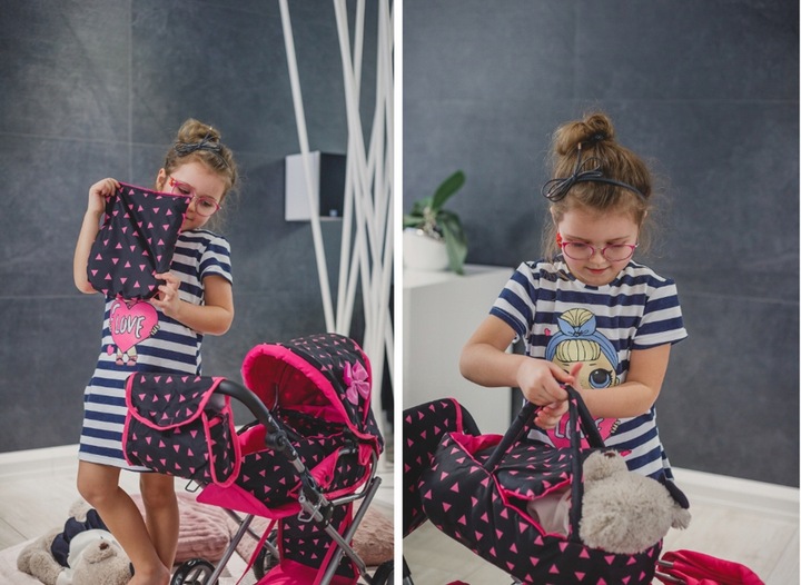 WÓZEK DLA LALEK GŁĘBOKI SPACERÓWKA GONDOLA 3w1 KINDERPLAY TORBA POŚCIEL