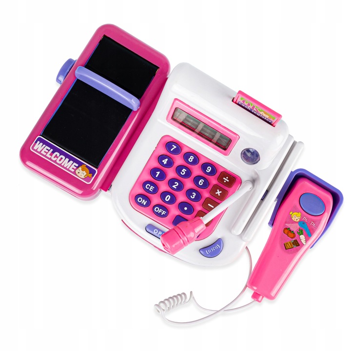 DUŻA INTERAKTYWNA KASA FISKALNA DLA DZIECI KOSZYK WÓZEK + AKCESORIA