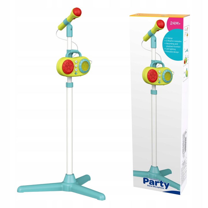 MIKROFON KARAOKE FUNKCJA NAGRYWANIA ZESTAW Z STATYWEM REGULACJA ŚWIATŁA LED