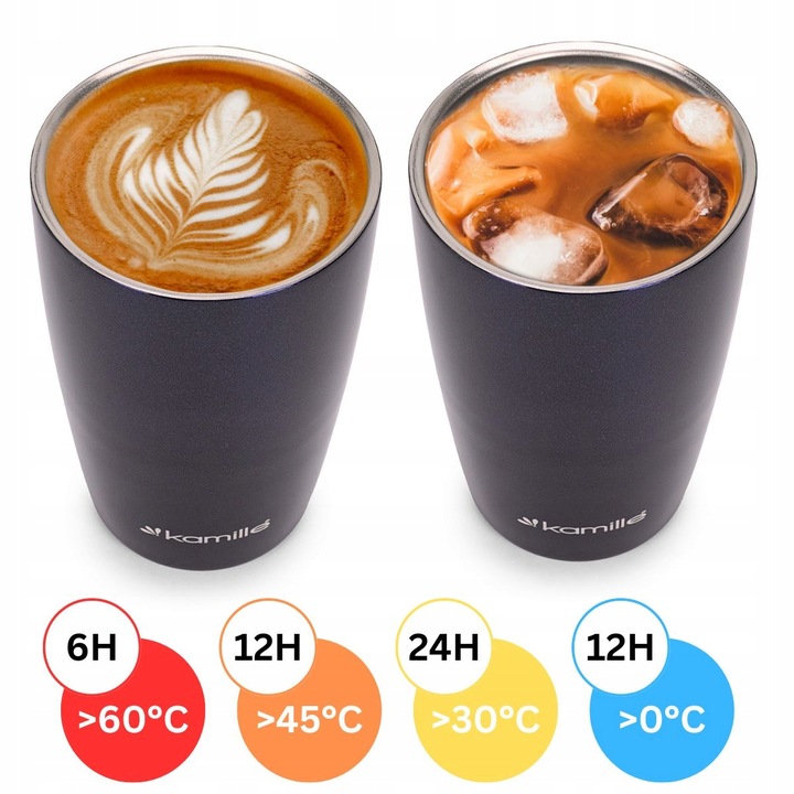 KUBEK TERMICZNY TERMOS BUTELKA BIDON NA KAWĘ HERBATĘ SZCZELNY 320ml KAMILLE
