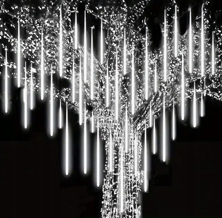 LAMPKI SOPLE ZEWNĘTRZNE CHOINKOWE METEORYT 360 LED ZIMNE 50 CM 10 SZT