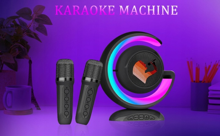 BEZPRZEWODOWY ZESTAW DO KARAOKE DLA DZIECI BLUETOOTH GŁOŚNIK + 2 MIKROFONY