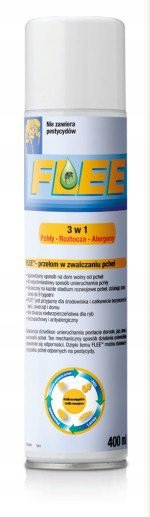 SPRAY NA PCHŁY ROZTOCZA PASOŻYTY niszczy alergeny w domu Flee 400 ml