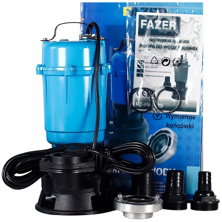 POMPA DO WODY CZYSTEJ BRUDNEJ SZAMBA SZLAMOWA ROZDRABNIACZ 3200W + WĄŻ 30M