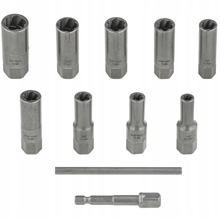 KLUCZE NASADKI DO OBROBIONYCH ŚRUB NAKRĘTEK DŁUGIE METRYCZNE 6-19 MM CRMO