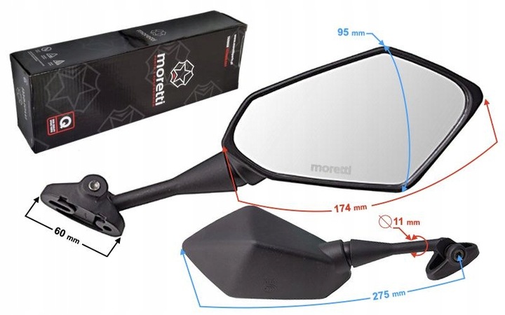 Lusterka motocyklowe skuter Moretti 1108 FR homologacja Moretti DO OWIEWKI