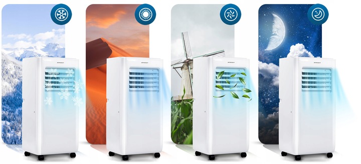 Klimatyzator Przenośny 2,9kW WiFi Osuszacz 40m2 26l BD-580