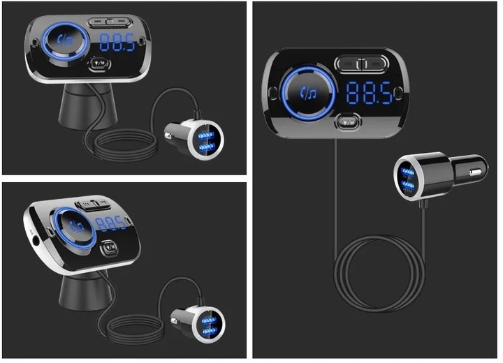 TRANSMITER BLUETOOTH FM SAMOCHODOWY SZYBKA ŁADOWARKA 2x USB AUX