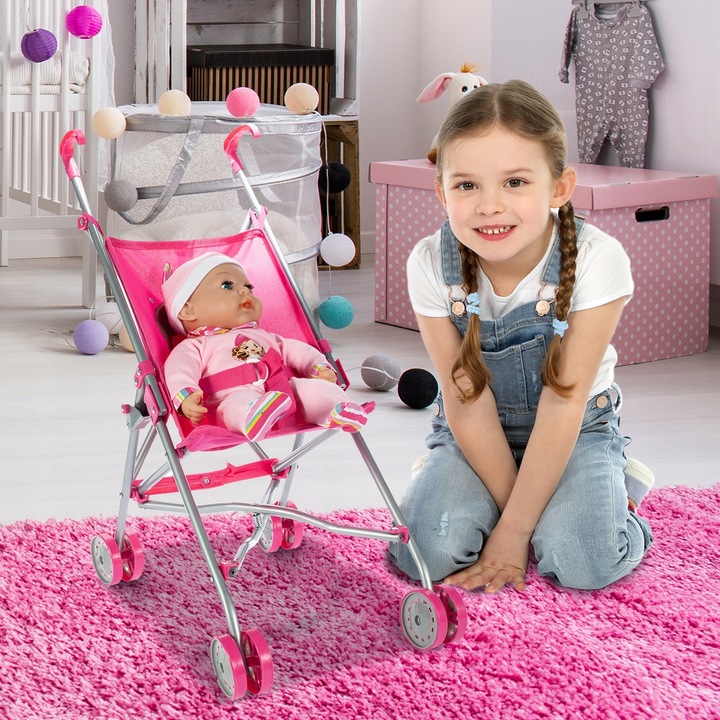 WÓZEK DLA LALEK SPACERÓWKA PARASOLKA JEDNOROŻEC LEKKI SKŁADANY SPACEROWY