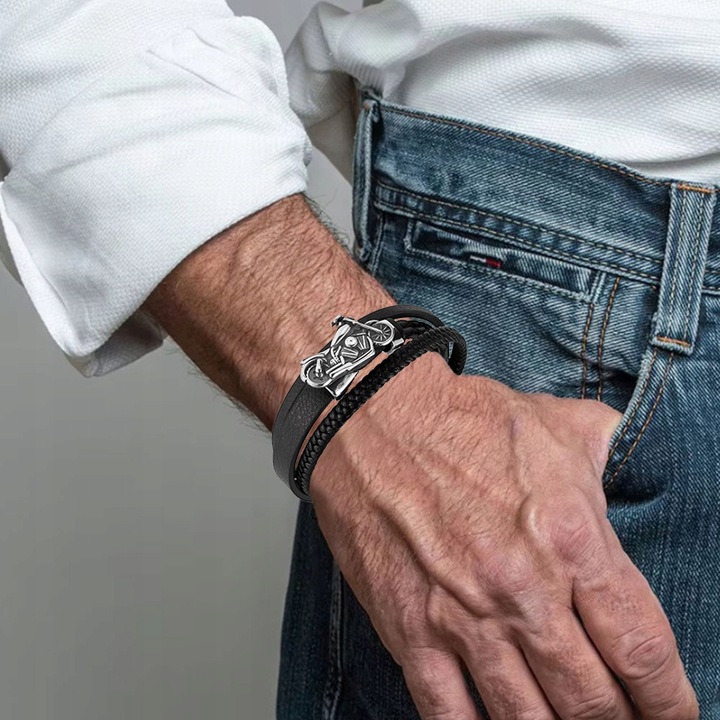 Bransoletka z Grawerem – Motocykl CHOPPER – Prezent dla Motocyklisty Biker