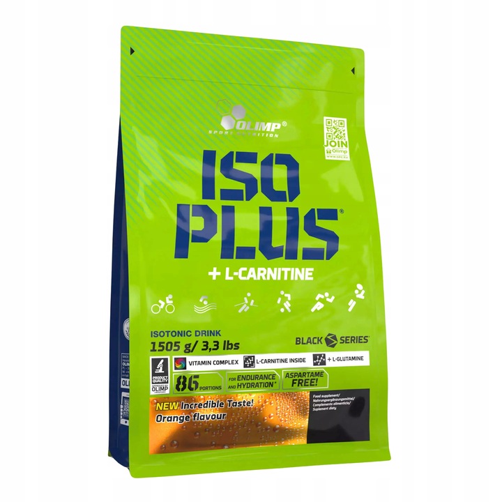 PROSZEK IZOTONICZNY OLIMP ISO PLUS SPORT ĆWICZENIA POWDER POMARAŃCZA 1505G