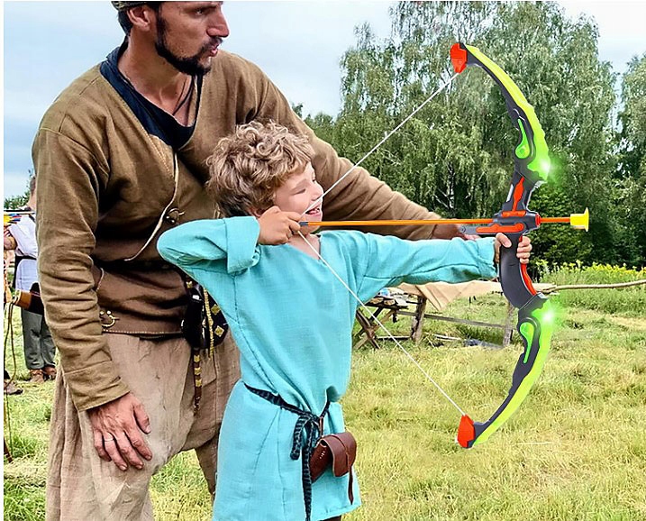 ŁUK ŚWIECĄCY LED +TARCZA DUŻY ZESTAW Z TARCZĄ DLA DZIECI STRZELANIE DO CELU