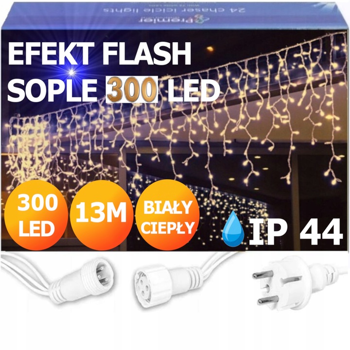 SOPLE FLASH 300 LED ZEWNĘTRZNE BIAŁE CIEPŁE lampki z zimnym Flashem