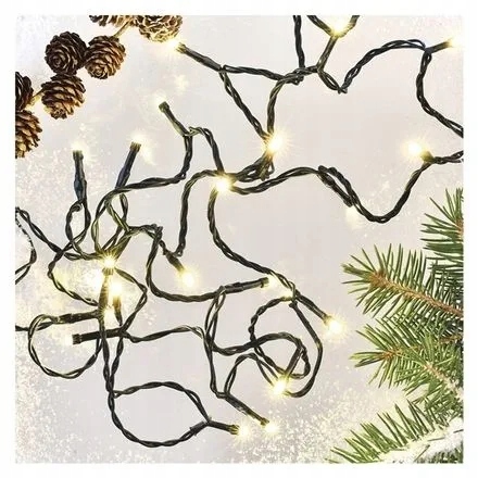 LAMPKI choinkowe świąteczne TIMER ciepły biały 12m