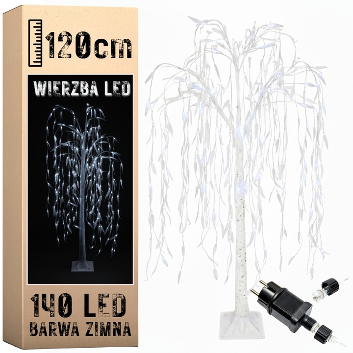 Wierzba świecąca 120 cm 140 LED drzewko barwa zimna dekoracja świąteczna