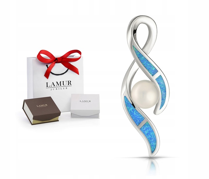 SREBRNA ZAWIESZKA 925 PERŁA OPAL NIESKOŃCZONOŚĆ