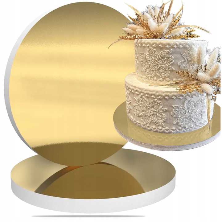 PODKŁAD POD TORT 20 cm ZŁOTY ZESTAW