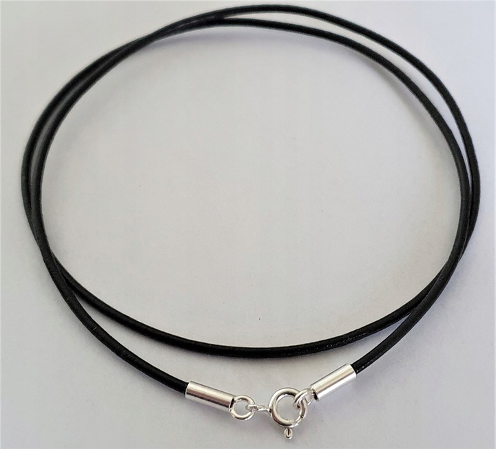 RZEMIEŃ RZEMYK CZARNY Z ZAPIĘCIAMI ZE SREBRA 925 70 CM