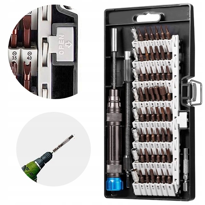 ZESTAW PRECYZYJNYCH ŚRUBOKRĘTÓW 60W1 BITY WKRĘTAK TORX MAGNETYCZNE MAGNES