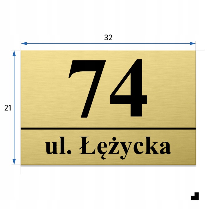 NUMER NA DOM TABLICZKA ADRESOWA Z NUMEREM DOMU 32x21 cm Złota + DYSTANSE